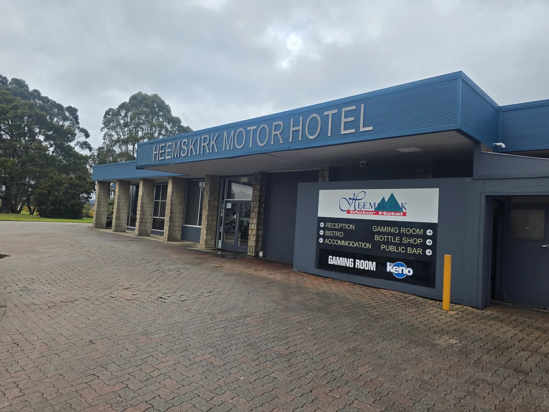 The Heemskirk Motor Hotel seen from the front car park in Zeehan